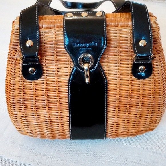 REDUCED! Rare Kate Spade Havana Collection Wicker Patent Leather Avita Satchel - Picture 2 of 15